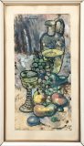 Stillleben mit Weinglas, Krug und Obst (Karl Maschauer, 1961)